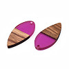 Transparent Resin & Walnut Wood Pendants RESI-N025-031-C05-3