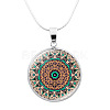 Glass Mandala Flower Dome Pendant Necklace MAND-PW0001-02I-1