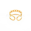 Ion Plating(IP) 304 Stainless Steel Curb Chain Shape Open Cuff Ring for Women RJEW-S405-203G-2