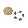 Cherry Glass Beads Finger Rings RJEW-JR00728-3