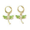 Dragonfly Real 18K Gold Plated Brass Dangle Leverback Earrings EJEW-L268-011G-03-1