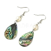 Natural Abalone Shell/Paua Shell Dangle Earrings EJEW-JE07434-02-4