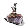 Natural Tourmaline Cluster & Alloy Miner Model Ornament DJEW-D002-07AS-02-2