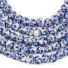 Handmade Flower Printed Porcelain Ceramic Beads Strands PORC-M005-6mm-10-2