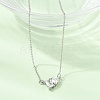 Brass Pave Cubic Zirconia Rectangle and Heart Pendant Cable Chain Necklaces KK-CBAB173-04P-04-3