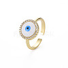 Flat Round with Evil Eye Enamel Lucky Cuff Ring RJEW-N035-084-NF-4