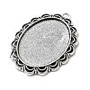 Tibetan Style Antique Silver Alloy Flat Oval Pendant Cabochon Settings TIBEP-M022-58AS-3