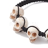 Synthetic Magnesite Skull Braided Bead Bracelets BJEW-JB10523-3