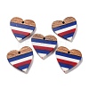 Independence Day Opaque Striped Resin & Walnut Wood Pendants RESI-U010-02V-1