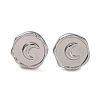 304 Stainless Steel Flat Round with Moon Ear Studs for Women EJEW-P234-15P-1