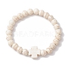 8mm Synthetic Magnesite Round Beaded Stretch Bracelets BJEW-JB10301-1