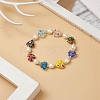 Millefiori Glass Heart & Natural Pearl Beaded Stretch Bracelet for Women BJEW-JB09139-2