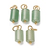 Natural Green Aventurine Column Charms with 304 Stainless Steel Jump Rings G-Q032-01F-1