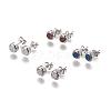 Electroplate Natural Druzy Quartz Stud Earrings EJEW-P181-B01-1