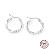 Rhodium Plated 925 Sterling Silver Hoop Earrings EJEW-K258-15C-P-1