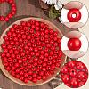 Spray Painted Round Natural Schima Wood Beads WOOD-PA0001-81B-01-6