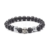 Natural Lava Rock Round Beads Essential Oil Anxiety Aromatherapy Bracelets X1-BJEW-JB06921-4