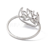 Hollow Out Lotus 304 Stainless Steel Finger Ring for Women RJEW-E073-06P-3