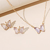 Butterfly Acrylic Rhinestone with Iron Pendant Necklaces & Stud Earrings Sets for Women WGFFCAF-05-1