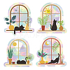 4Pcs 4 Patterns PVC Colored Laser Stained Window Film Adhesive Static Stickers STIC-WH0008-013-1