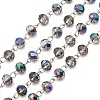 Faceted Rondelle Handmade Electroplate Glass Beads Chains AJEW-JB00130-01-1
