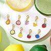 9Pcs Fruits Alloy Enamel Pendant Decorations HJEW-JM03908-1