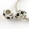 Barrel Antique Silver Plated Metal Alloy Rhinestone European Beads ALRI-Q228-02C-1