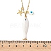 Brass Enamel Evil Eye & 304 Stainless Steel Fish Charms 304 Stainless Steel Chains Necklaces for Women NJEW-JN06382-02-3