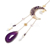 Wire Wrapped Natural Amethyst Moon with Tree of Life Pendant Decorations HJEW-K046-07G-06-3
