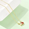 Brass Pave Cubic Zirconia Rectangle & Teardrop Pendant Cable Chain Necklaces KK-CBAB173-05G-03-2