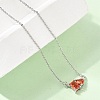 Brass Pave Cubic Zirconia Rectangle and Heart Pendant Cable Chain Necklaces KK-CBAB173-04P-11-2