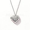 Brass Pave Clear Cubic Zirconia Heart with Paw Print Photo Locket Pendant Necklaces for Women WG0A403-04-1