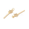 Rack Plating Brass Micro Pave Clear Cubic Zirconia Pendants ZIRC-C040-36G-3