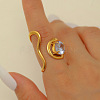 304 Stainless Steel with Cubic Zirconia Cuff Rings for Women FS-WG503C7-12-1