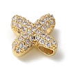 Brass Micro Pave Cubic Zirconia Beads KK-P290-61G-X-2