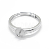 Anti-Tarnish Adjustable Rhodium Plated 925 Sterling Silver Finger Design Ring Mounts Fittings with Pearl Seat STER-L055-019P-1
