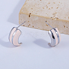 Pink C-shaped Brass Stud Earrings QG1885-2