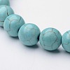 Round Synthetic Turquoise Stretch Bracelets BJEW-O118-01-2