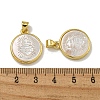 Rack Plating Brass Pave Natural White Shell Pendants KK-U025-11G-01-3