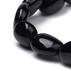 Natural Black Tourmaline Stretch Beaded Bracelets BJEW-K213-C19-3