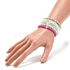 6Pcs 6 Color Flat Round with Heart Acrylic Beaded Stretch Bracelets Set for Kids BJEW-JB08063-3
