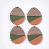 Tri-color Resin & Walnut Wood Pendants RESI-S358-73A-1