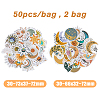HOBBIESAY 2 Bags 2 Styles Cartoon Moon with Flower Paper Stickers Set DIY-HY0001-45-2