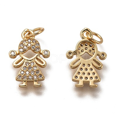 Brass Micro Pave Clear Cubic Zirconia Pendants ZIRC-B002-58G-1