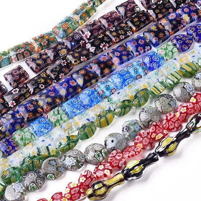 Handmade Millefiori Glass Beads Strands LK-F011-01-1
