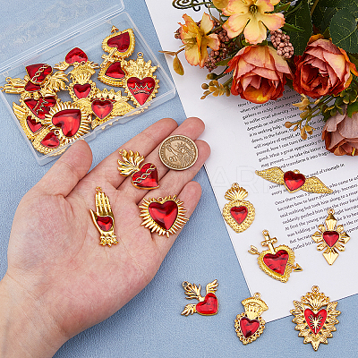24Pcs 12 Styles Alloy Enamel Pendants ENAM-HS0001-05-1