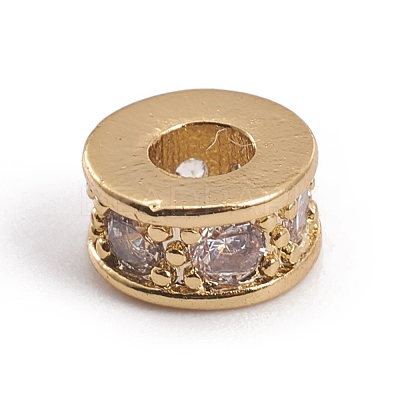 Brass Micro Pave Cubic Zirconia Spacer Beads ZIRC-L091-046G-1