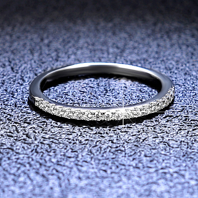 Rhodium Plated 925 Sterling Silver Micro Pave Cubic Zirconia Plain Band Rings WGF7D9C-20-1