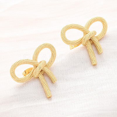 Rack Plating Brass Bowknot Stud Earrings for Women EJEW-F308-02G-1