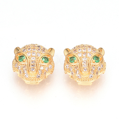Brass Micro Pave Cubic Zirconia Beads ZIRC-S053-YS014G-2-1